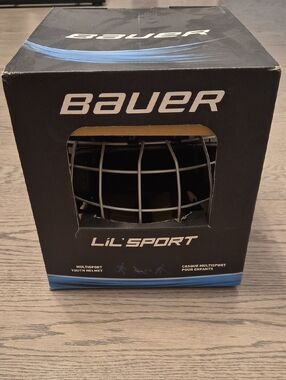 Bauer Lil' Sport Youth Helmet - Black Shell with Gray Cage New